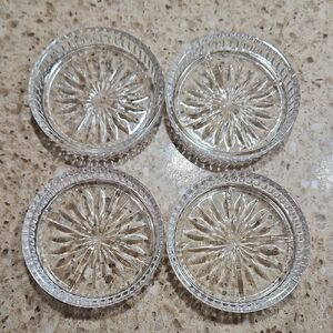 Princess House Highlights Lead Crystal Coaster Set of Four Clear Glass Coasters